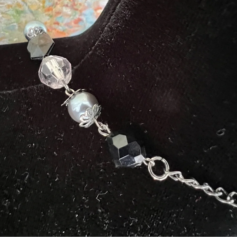 Silver and Gray Pearl Statement Costume Necklace